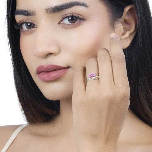 0.71 Carat Genuine Ruby and White Diamond 14K White Gold Ring - Image 15