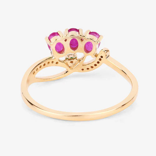 0.71 Carat Genuine Ruby and White Diamond 14K Yellow Gold Ring - Image 12
