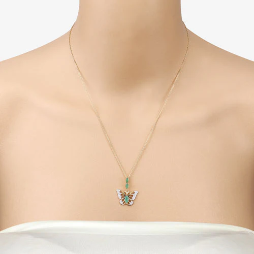 0.72 Carat Genuine Emerald and White Zircon .925 Sterling Silver Pendant - Image 10