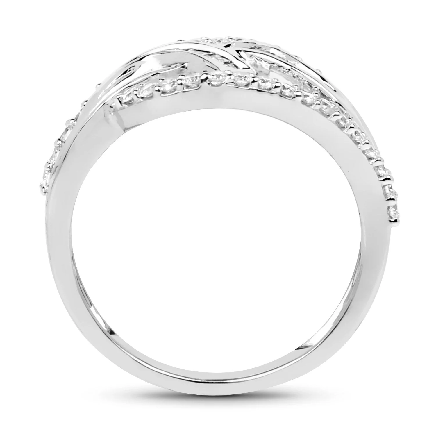 0.72 Carat Genuine White Diamond 14K White Gold Ring (E-F-G Color, VS-SI Clarity) - Image 2