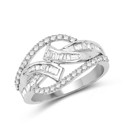 0.72 Carat Genuine White Diamond 14K White Gold Ring (E-F-G Color, VS-SI Clarity) - Image 5