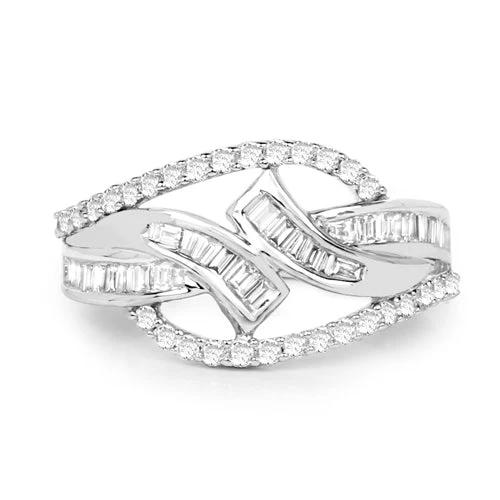 0.72 Carat Genuine White Diamond 14K White Gold Ring (E-F-G Color, VS-SI Clarity) - Image 7