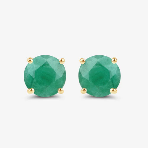 0.72 Carat Genuine Zambian Emerald 10K Yellow Gold Earrings - Image 10