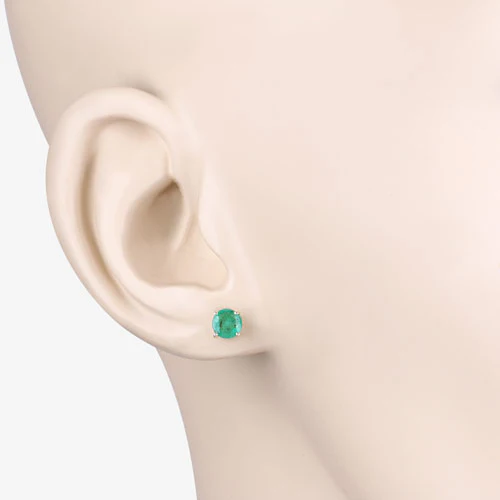 0.72 Carat Genuine Zambian Emerald 10K Yellow Gold Earrings - Image 5