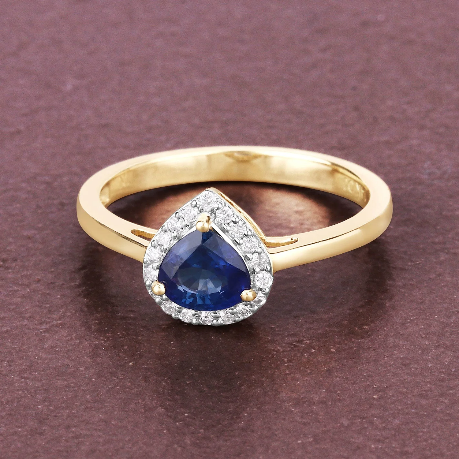 0.73 Carat Genuine Blue Sapphire and White Diamond 14K Yellow Gold Ring - Image 3
