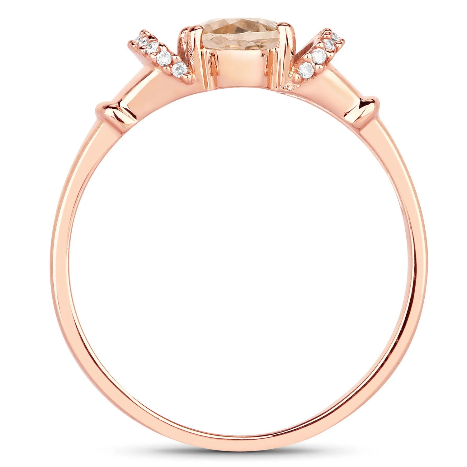 0.75 Carat Genuine Morganite and White Diamond 14K Rose Gold Ring - Image 2