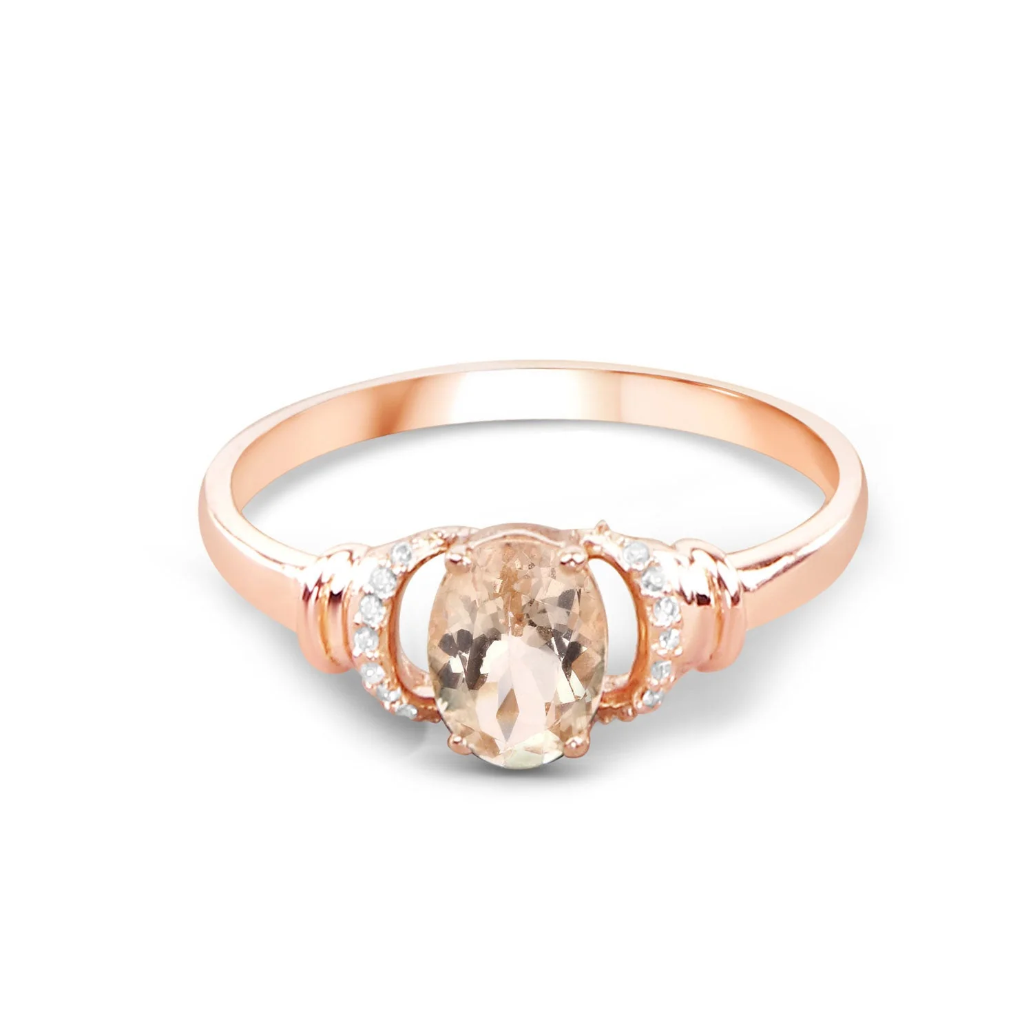 0.75 Carat Genuine Morganite and White Diamond 14K Rose Gold Ring - Image 3