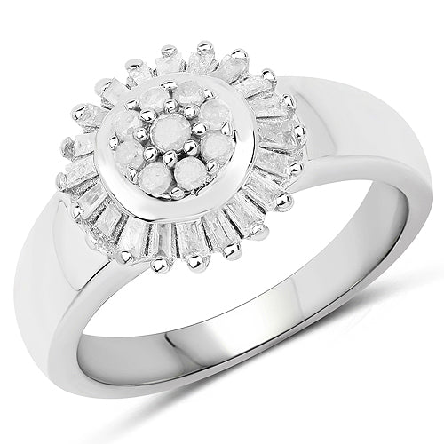 0.75 Carat Genuine White Diamond .925 Sterling Silver Ring - Image 4