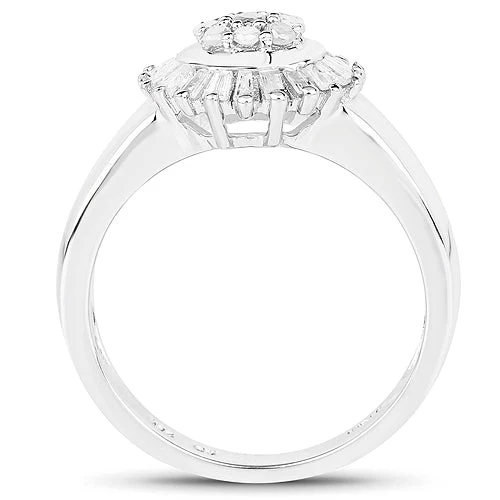 0.75 Carat Genuine White Diamond .925 Sterling Silver Ring - Image 5