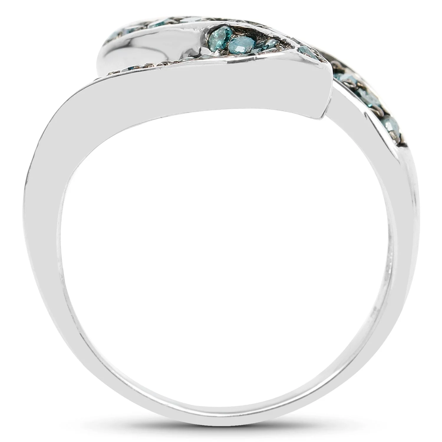 0.76 Carat Genuine Blue Diamond .925 Sterling Silver Ring - Image 2