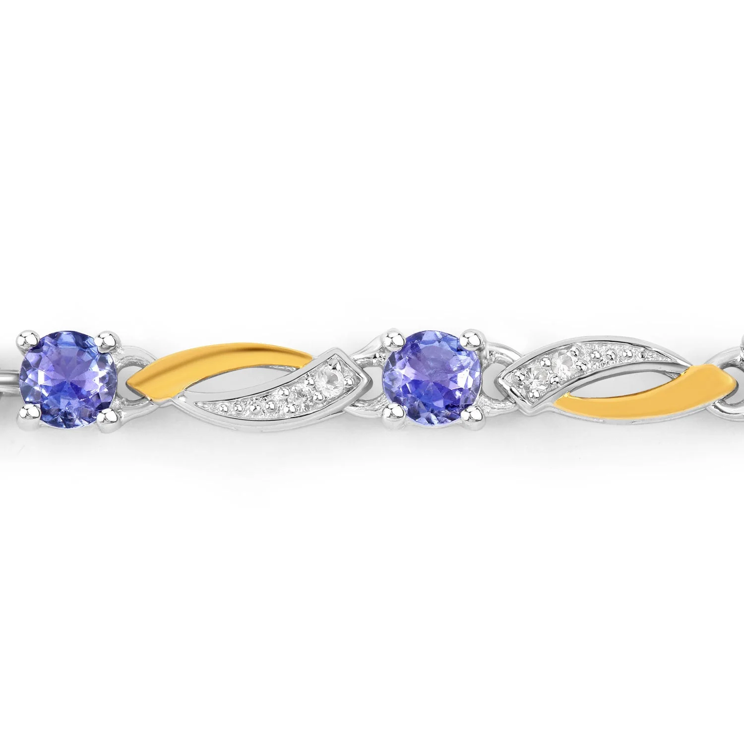 0.77 Carat Genuine Tanzanite and White Sapphire .925 Sterling Silver Bracelet - Image 2