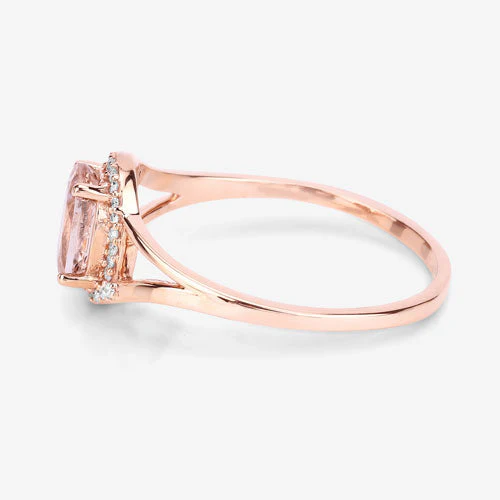 0.78 Carat Genuine Morganite and White Diamond 14K Rose Gold Ring - Image 11