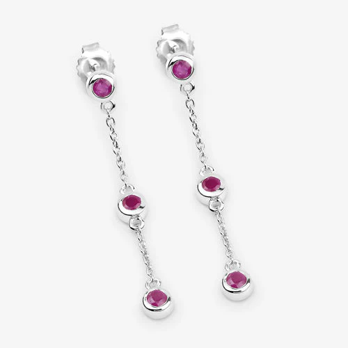 0.78 Carat Genuine Ruby .925 Sterling Silver Earrings - Image 10