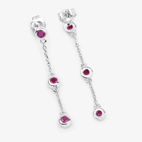 0.78 Carat Genuine Ruby .925 Sterling Silver Earrings - Image 11