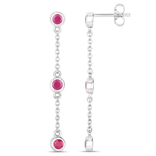 0.78 Carat Genuine Ruby .925 Sterling Silver Earrings - Image 6