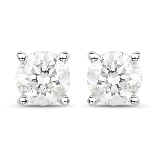 0.80 Carat Genuine White Diamond 14K White Gold Earrings - Image 4