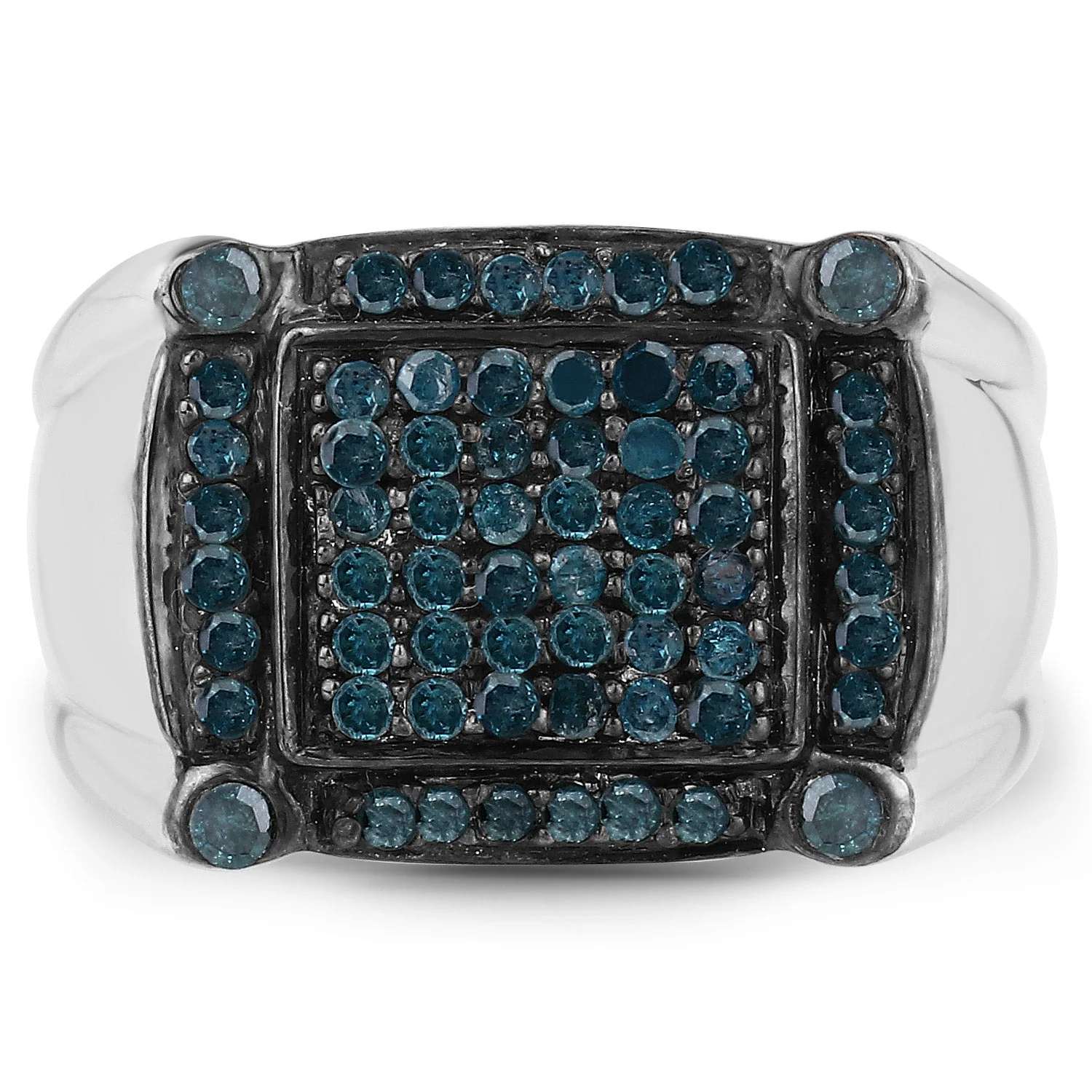 0.81 Carat Genuine Blue Diamond .925 Sterling Silver Ring - Image 3