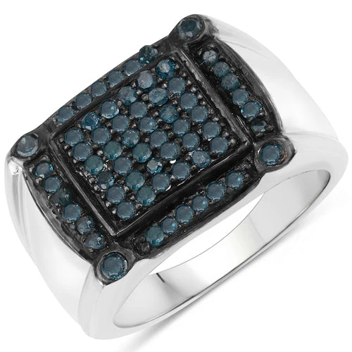 0.81 Carat Genuine Blue Diamond .925 Sterling Silver Ring - Image 4