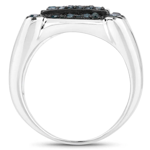 0.81 Carat Genuine Blue Diamond .925 Sterling Silver Ring - Image 5