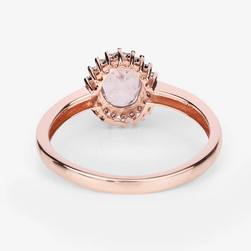0.81 Carat Genuine Morganite and White Diamond 14K Rose Gold Ring - Image 11