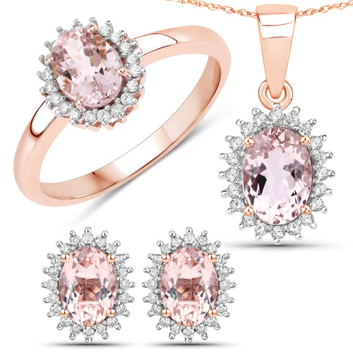 0.81 Carat Genuine Morganite and White Diamond 14K Rose Gold Ring - Image 15