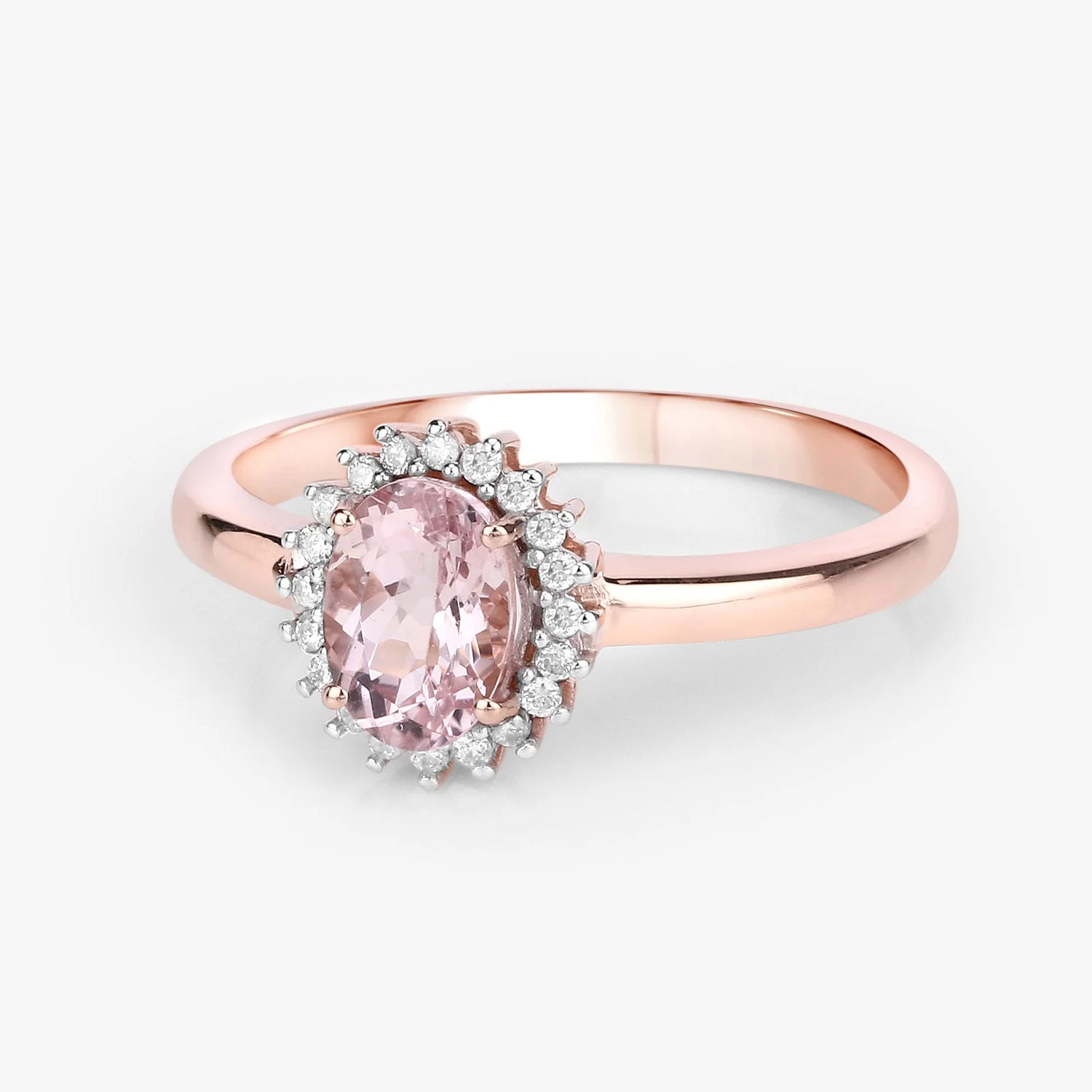 0.81 Carat Genuine Morganite and White Diamond 14K Rose Gold Ring - Image 4