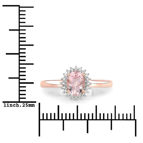 0.81 Carat Genuine Morganite and White Diamond 14K Rose Gold Ring - Image 7