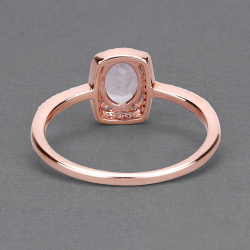 0.82 Carat Genuine Morganite and White Diamond 14K Rose Gold Ring - Image 11