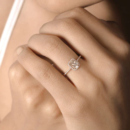 0.82 Carat Genuine Morganite and White Diamond 14K Rose Gold Ring - Image 14