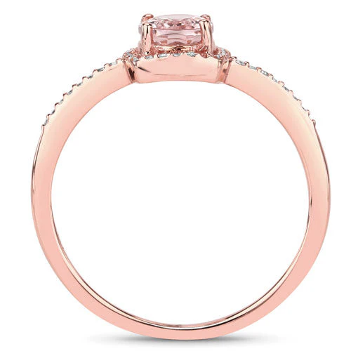 0.82 Carat Genuine Morganite and White Diamond 14K Rose Gold Ring - Image 6