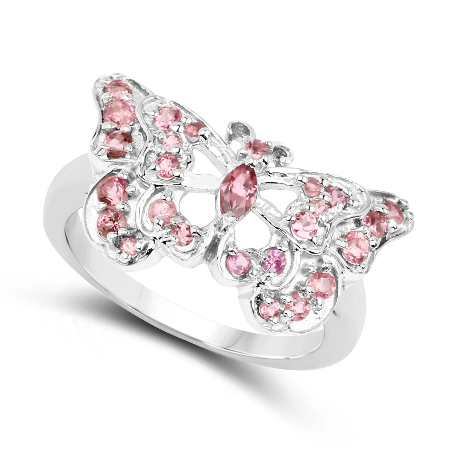 0.83 Carat Genuine Pink Tourmaline .925 Sterling Silver Ring - Image 2