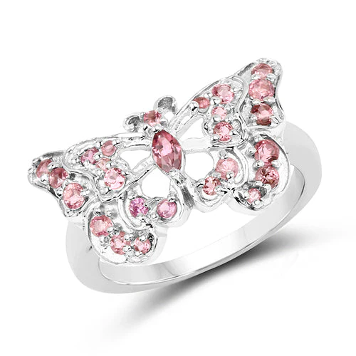 0.83 Carat Genuine Pink Tourmaline .925 Sterling Silver Ring - Image 4
