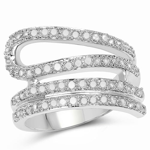 0.83 Carat Genuine White Diamond .925 Sterling Silver Ring - Image 5
