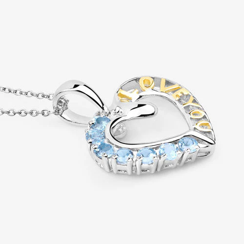 0.84 Carat Genuine Swiss Blue Topaz .925 Sterling Silver Pendant - Image 10