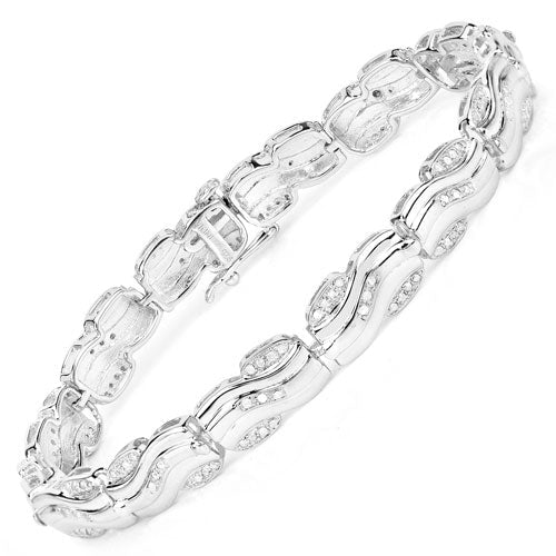 0.84 Carat Genuine White Diamond .925 Sterling Silver Bracelet - Image 6