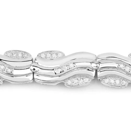 0.84 Carat Genuine White Diamond .925 Sterling Silver Bracelet - Image 8