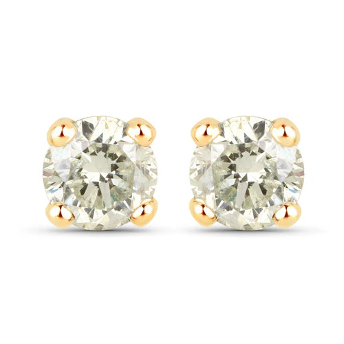 0.86 Carat Genuine LB Diamond 14K Yellow Gold Earrings - Image 2