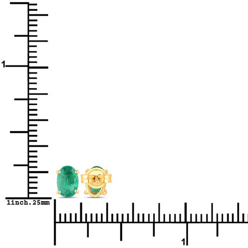 0.88 Carat Genuine Zambian Emerald 10K Yellow Gold Earrings - Image 3