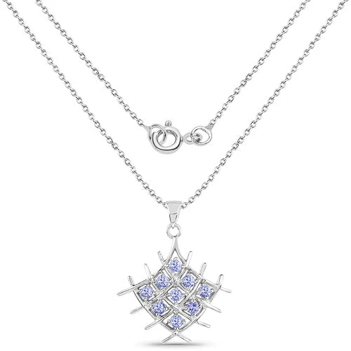 0.90 Carat Genuine Tanzanite .925 Sterling Silver Pendant - Image 2