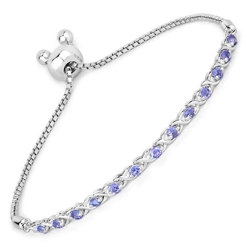 0.91 Carat Genuine Tanzanite .925 Sterling Silver Bracelet - Image 4