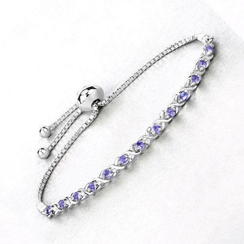 0.91 Carat Genuine Tanzanite .925 Sterling Silver Bracelet - Image 7