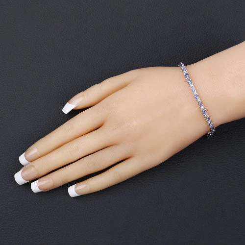 0.91 Carat Genuine Tanzanite .925 Sterling Silver Bracelet - Image 9