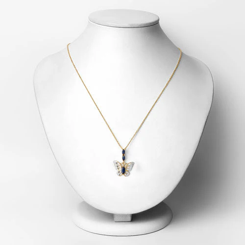 0.92 Carat Genuine Blue Sapphire and White Zircon .925 Sterling Silver Pendant - Image 6