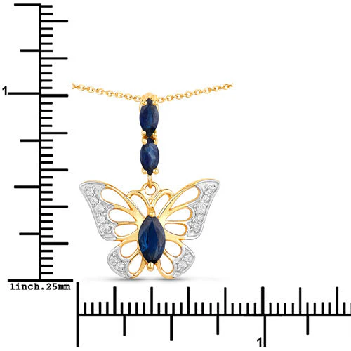 0.92 Carat Genuine Blue Sapphire and White Zircon .925 Sterling Silver Pendant - Image 7