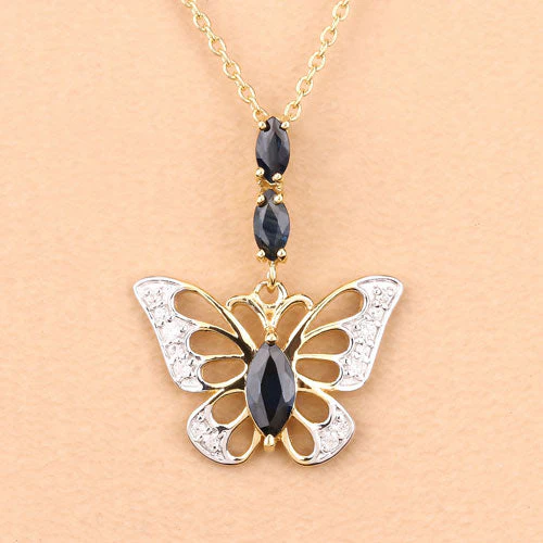 0.92 Carat Genuine Blue Sapphire and White Zircon .925 Sterling Silver Pendant - Image 9