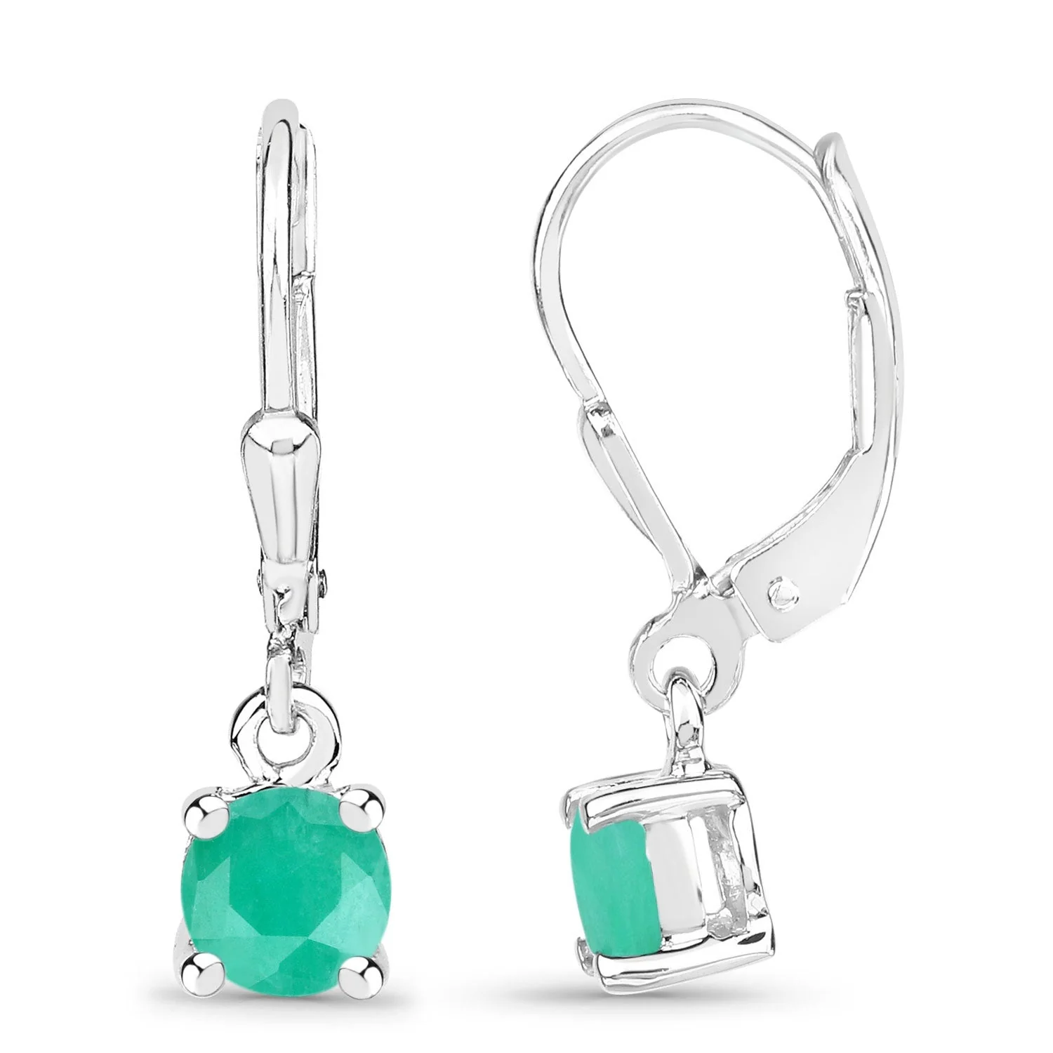 0.92 Carat Genuine Emerald .925 Sterling Silver Earrings - Image 2