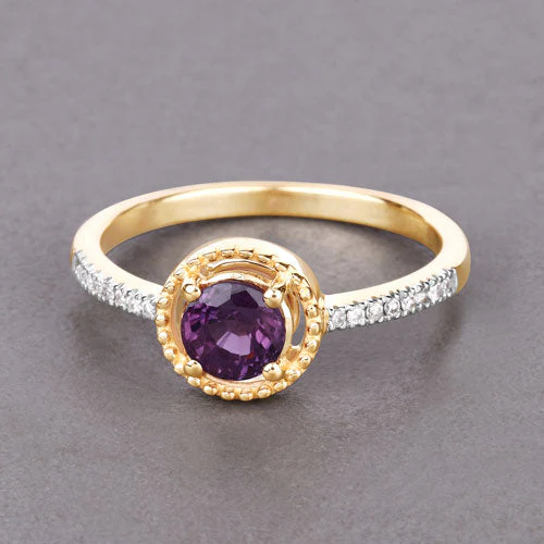 0.92 Carat Genuine Ruby and White Diamond 14K Yellow Gold Ring - Image 4
