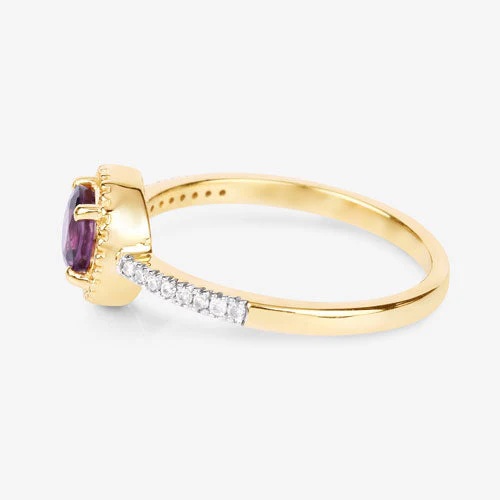 0.92 Carat Genuine Ruby and White Diamond 14K Yellow Gold Ring - Image 6
