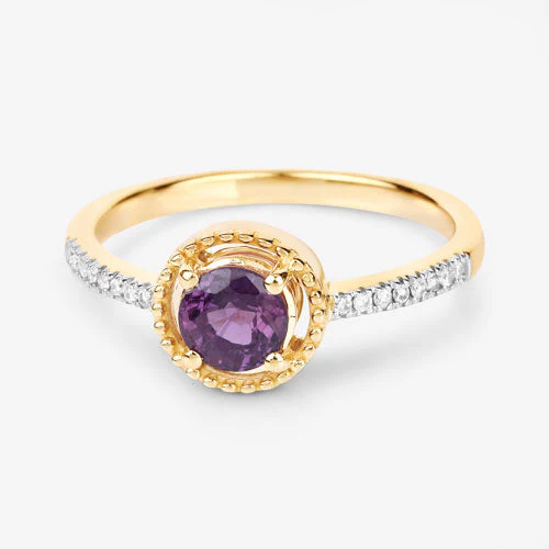 0.92 Carat Genuine Ruby and White Diamond 14K Yellow Gold Ring - Image 9