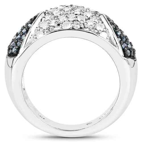 0.94 Carat Genuine Blue Diamond and White Diamond .925 Sterling Silver Ring - Image 5